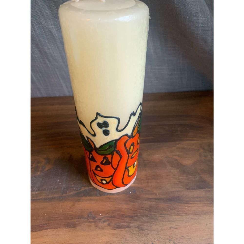 Vintage new Halloween pillar candle 9”